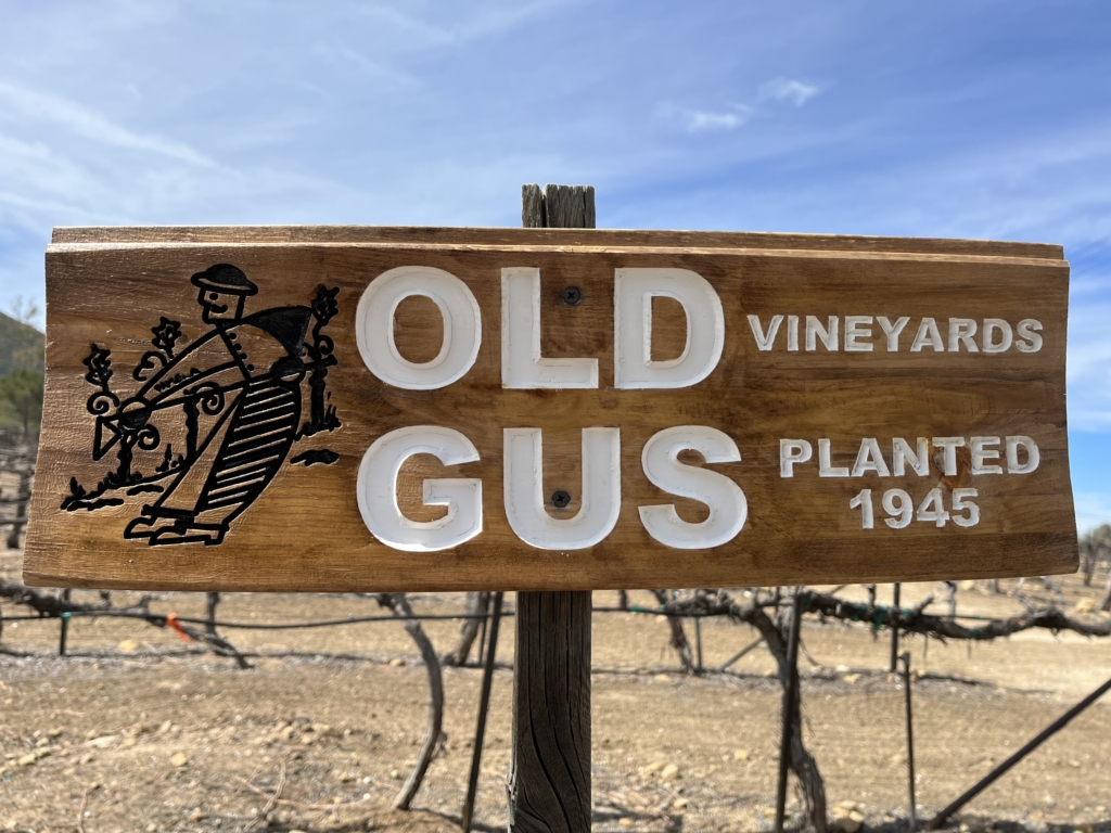 Here is a sign at Old Gus Vineyards.